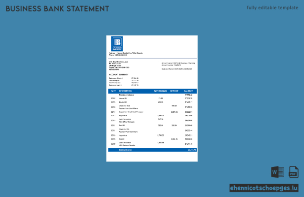 Basis Bank Unternehmensbericht im Word- und PDF-Format – Beispielvorschau
